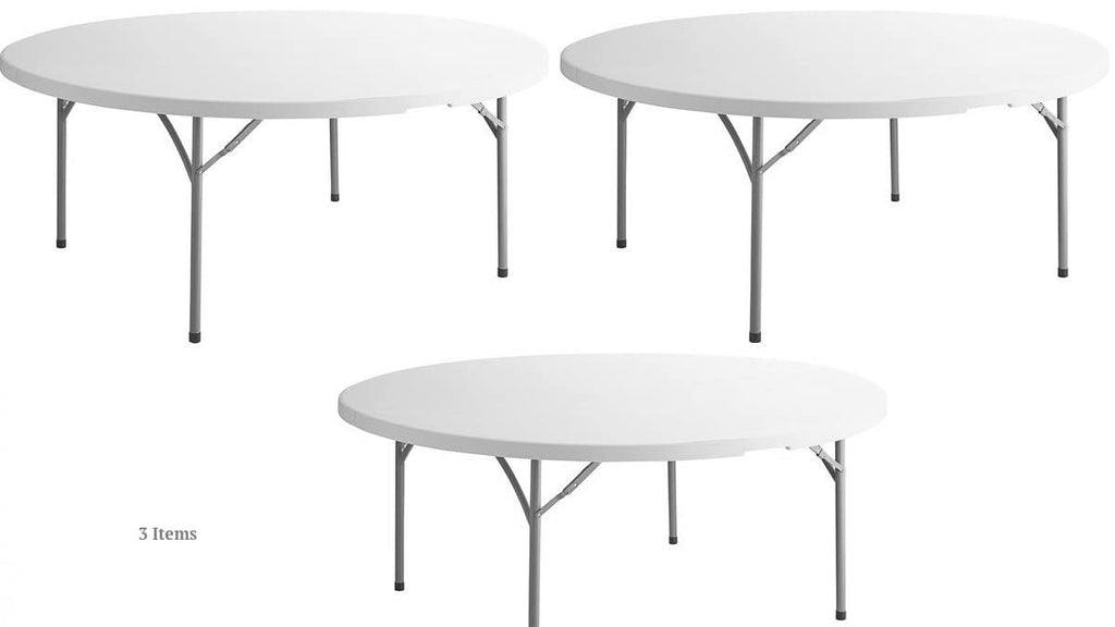 White 6 Ft Round Plastic Folding Table F293