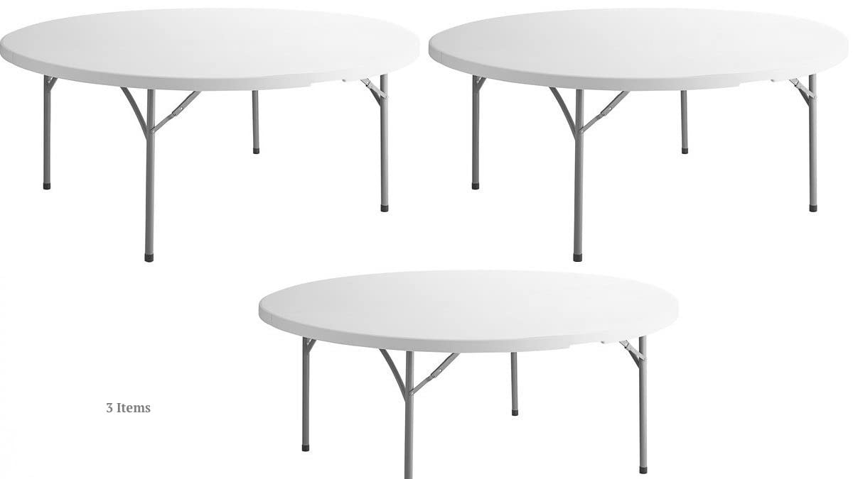 White 6 Ft Round Plastic Folding Table F293