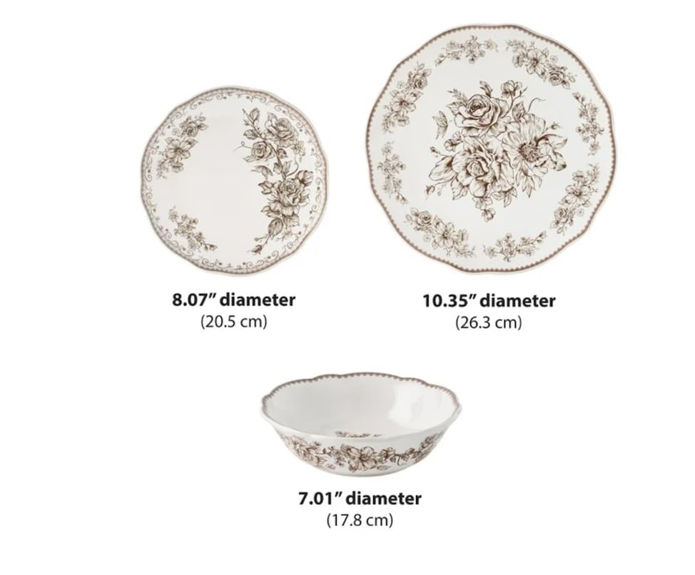 Brown 12-Piece Stoneware Dinnerware Set R821