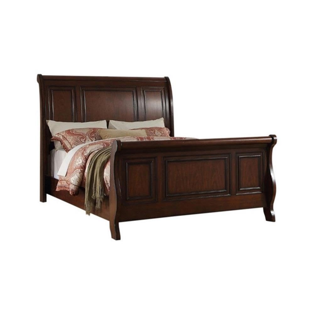 California King Pine Wood Sleigh Bed Z3732
