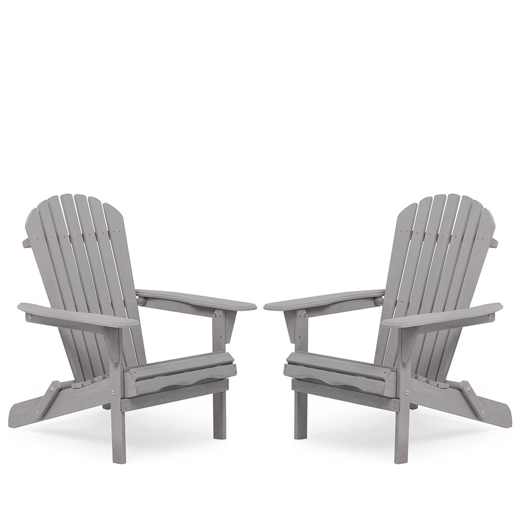 Folding Adirondack Chairs Set of 2 Grey R981