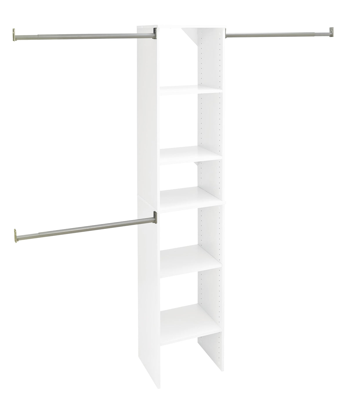 Small Closet Organizer Starter Kit with Tower and 3 Hang Rods, Pure White G709