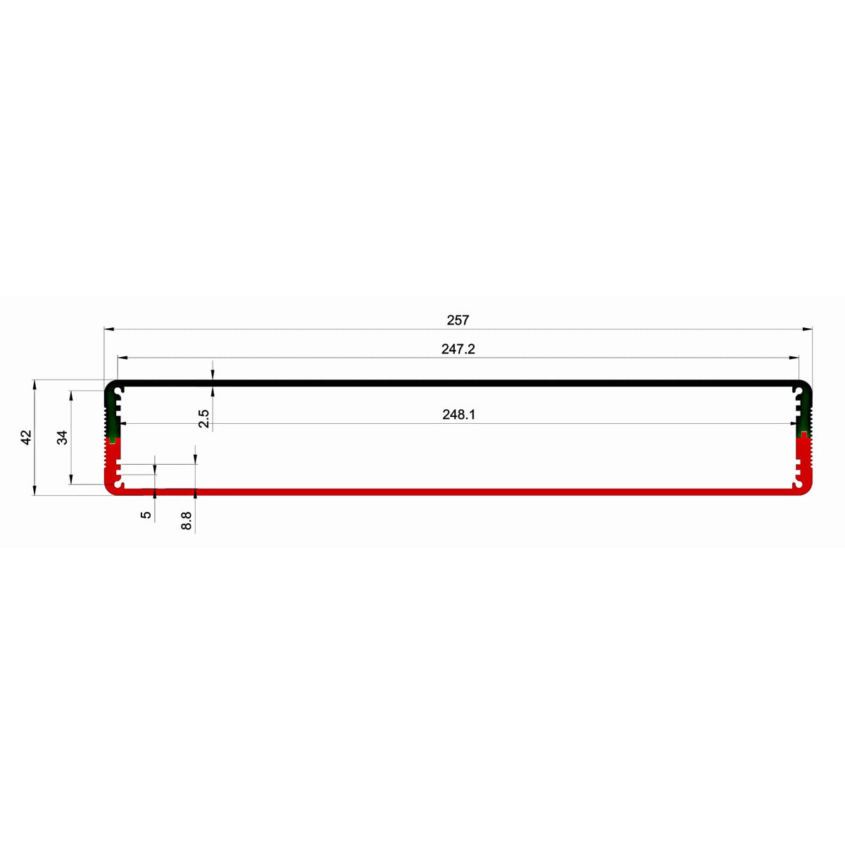 Aluminum Amplifier Chassis 259 * 43 * 168mm Black I979490