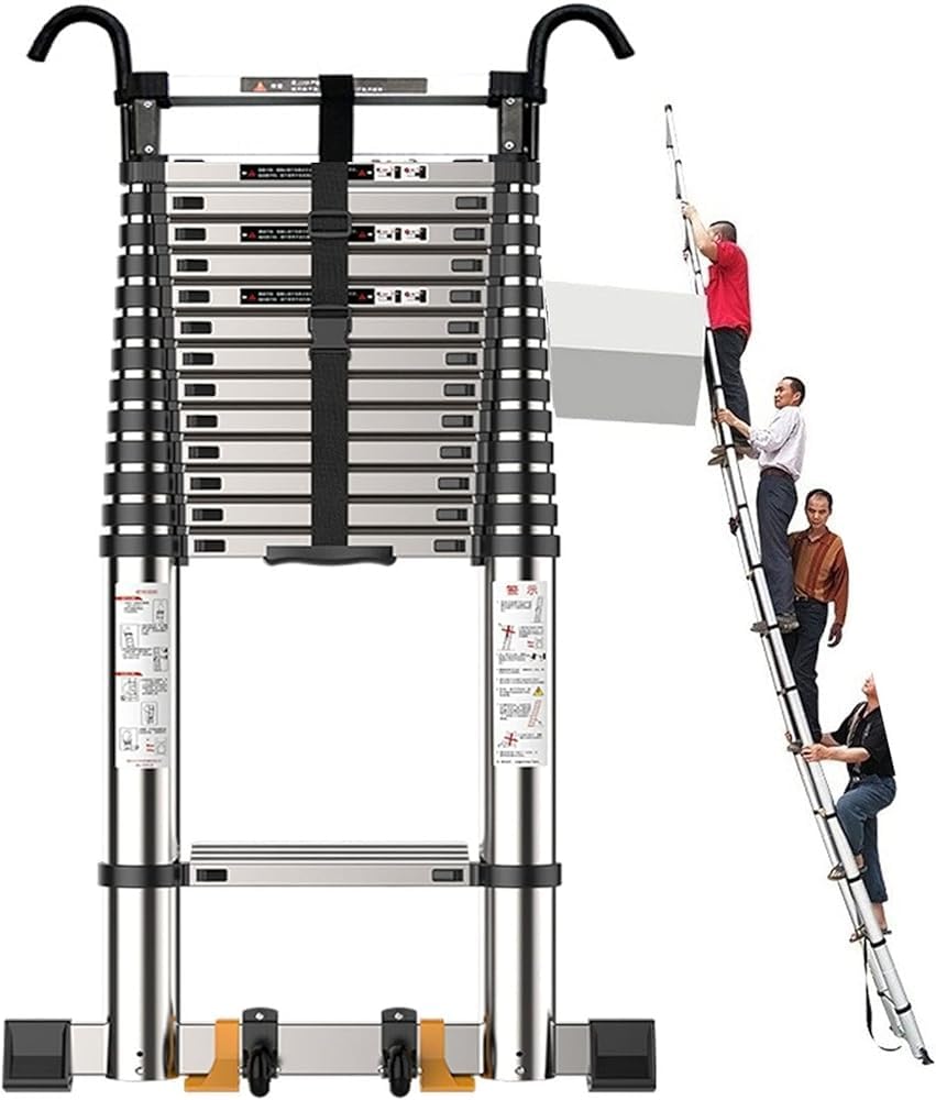 Telescoping Ladder with Hook Folding Portable Aluminum 330 Lbs U2206