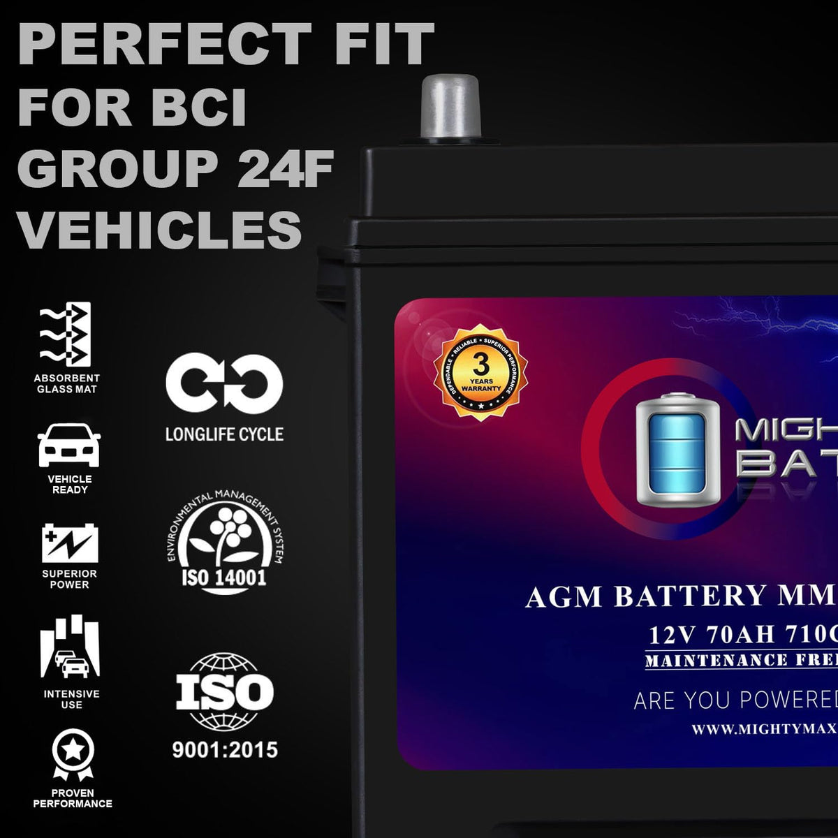 12V 70Ah AGM Replacement Battery E9395