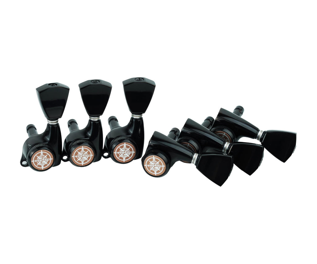 Locking Guitar Tuners 3L + 3R Black V7349