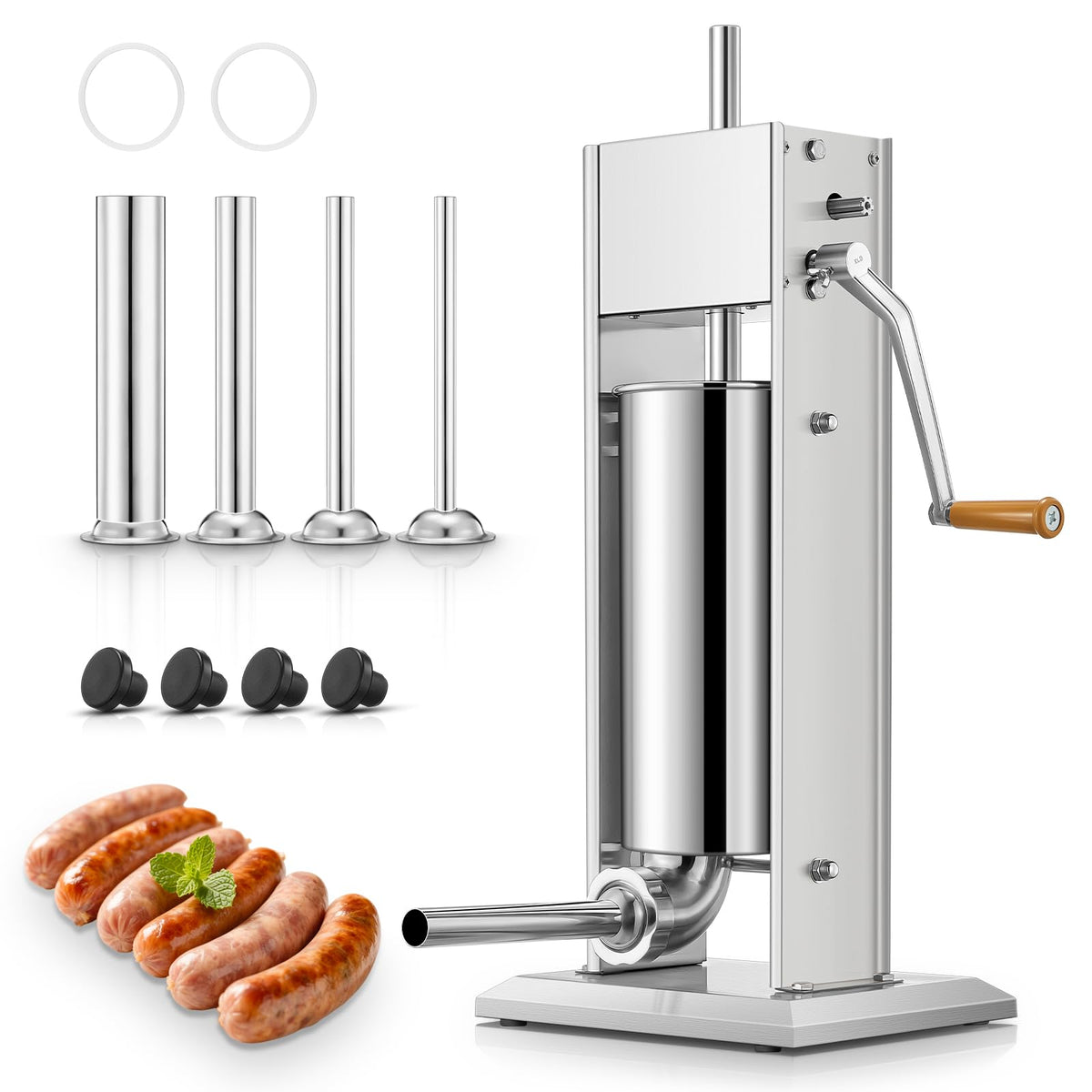 5L Stainless Steel Manual Sausage Stuffer with 4 Stuffing Tubes H32635