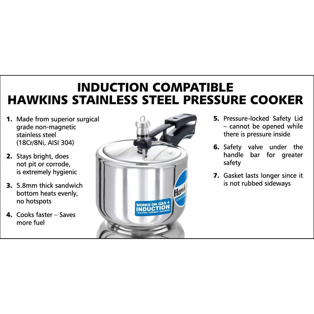 Stainless Steel Pressure Cooker, 3 Litres N56247