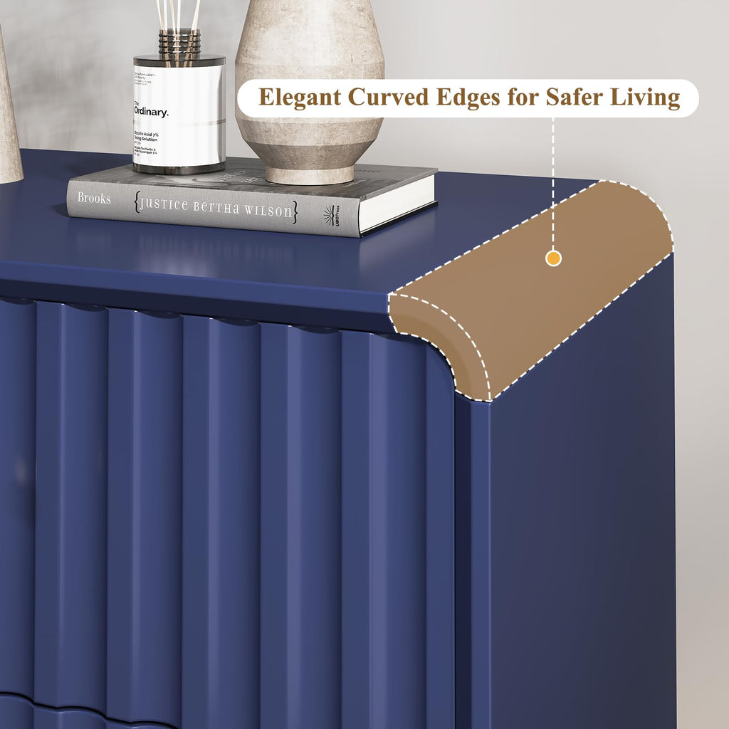 Blue 2 Drawer Wood Nightstand Set of 2 I130505