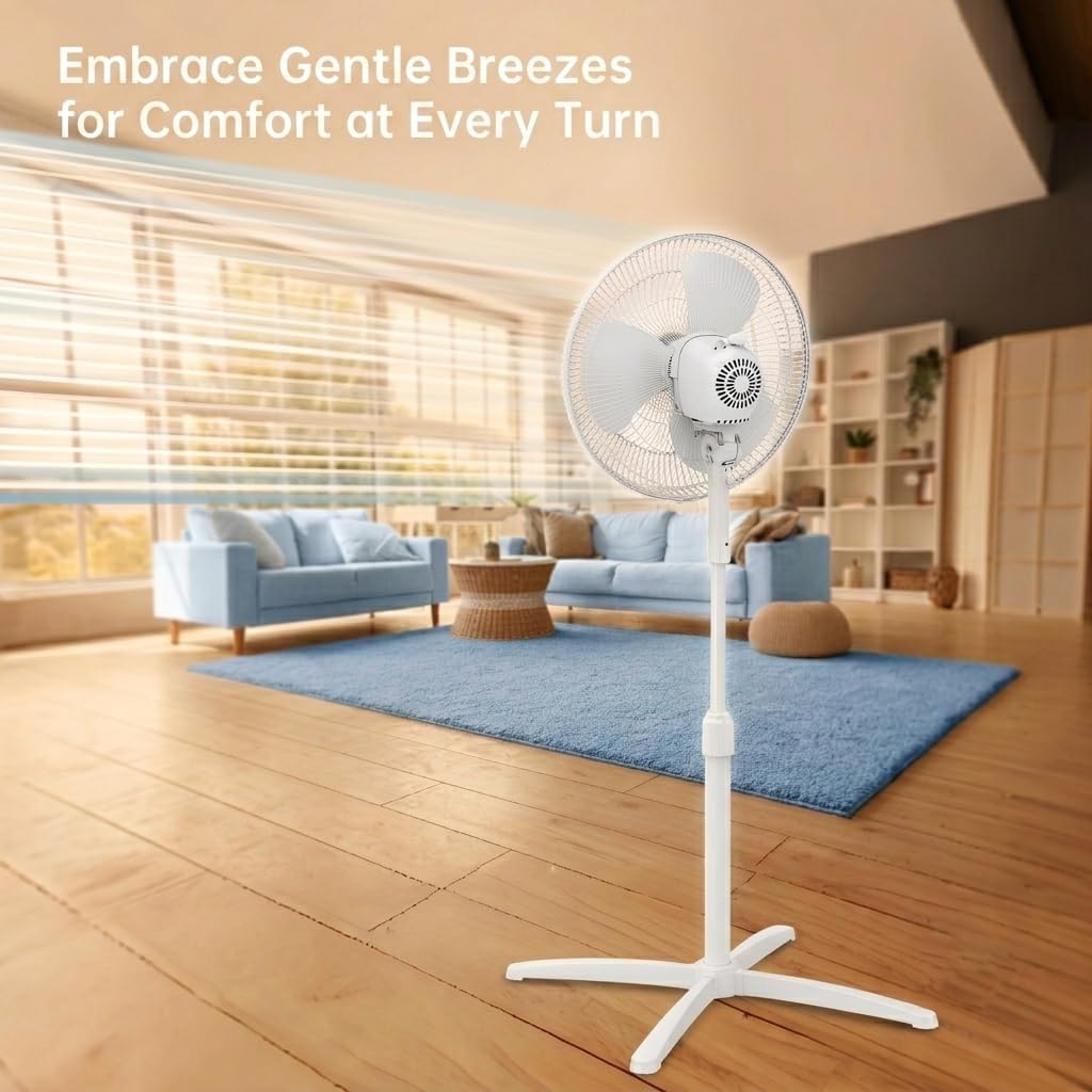 16-inch Oscillating Pedestal Fan with 3-Speed Control, White R53979