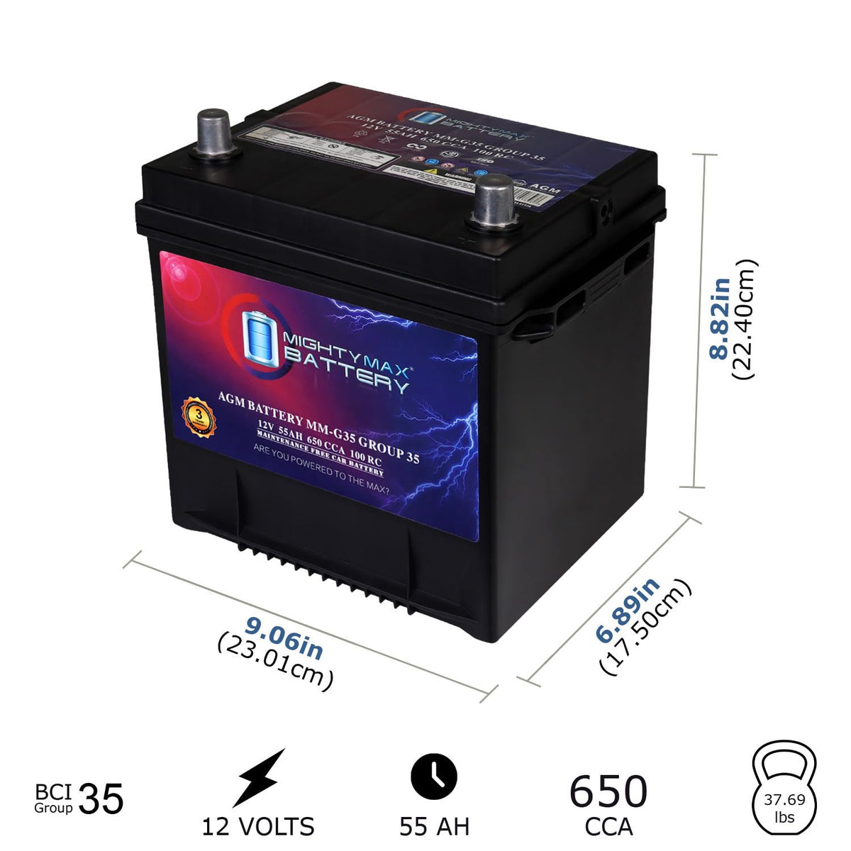 12V 55Ah AGM Replacement Battery M514