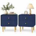 Blue 2 Drawer Wood Nightstand Set of 2 I130505