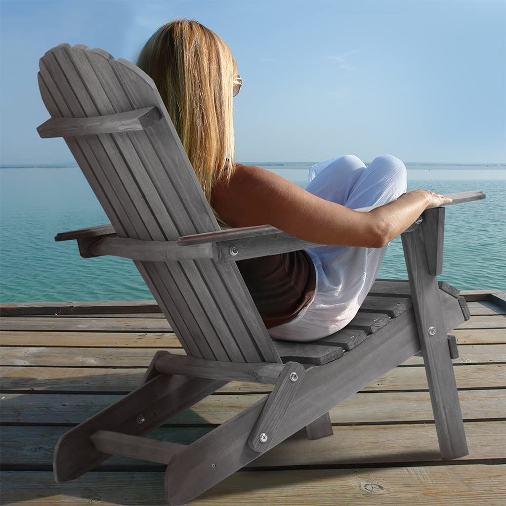 Folding Adirondack Chairs Set of 2 Grey R981