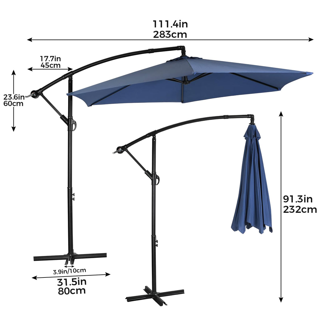 Offset Cantilever Patio Umbrella with Tilt and Crank B635