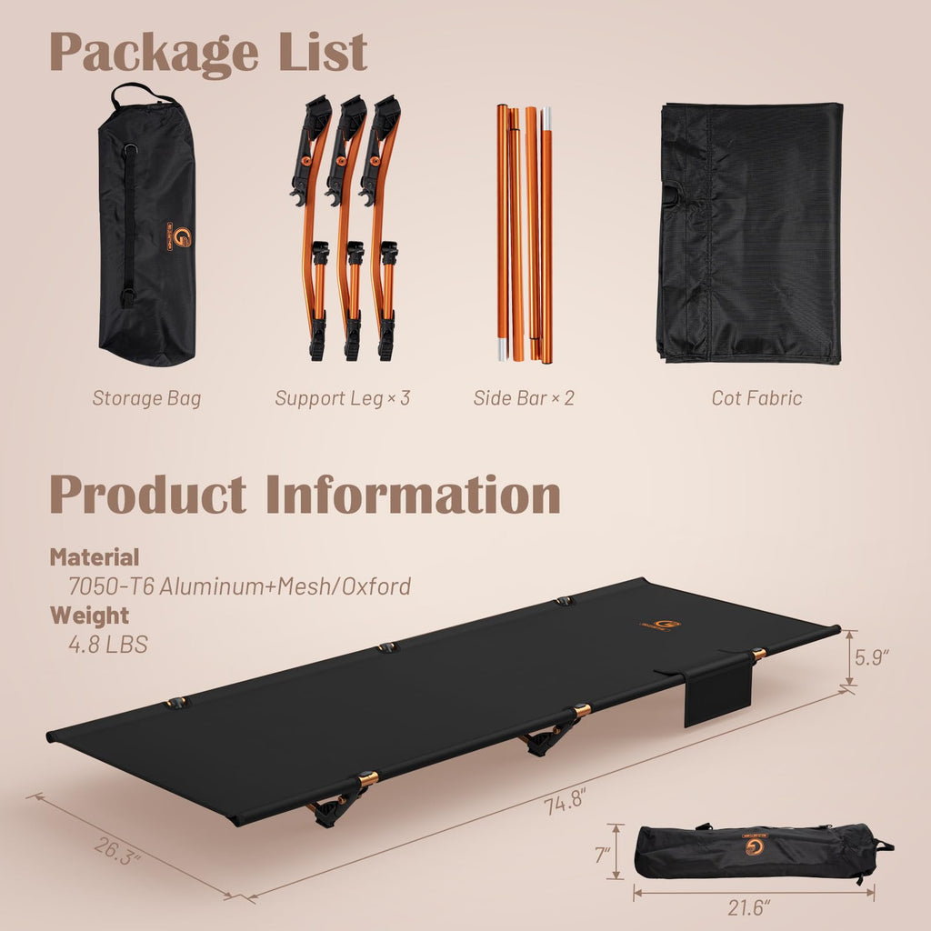 Foldable Camping Cot with Storage Bag Y56963