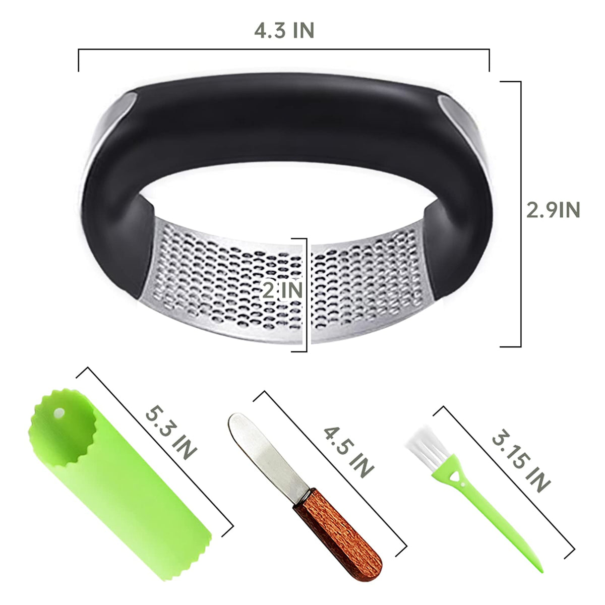 Stainless Steel Garlic Press Rocker with Silicone Peeler Z40077