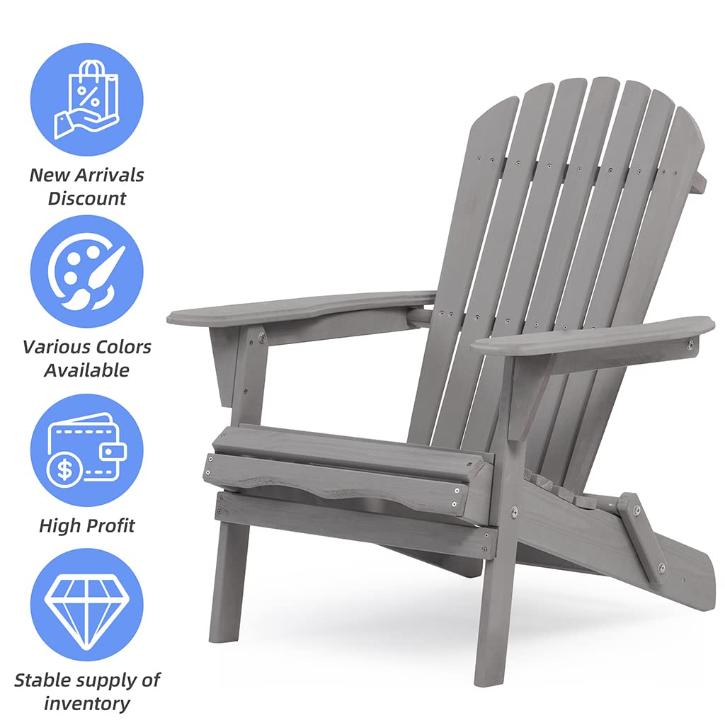 Folding Adirondack Chairs Set of 2 Grey R981