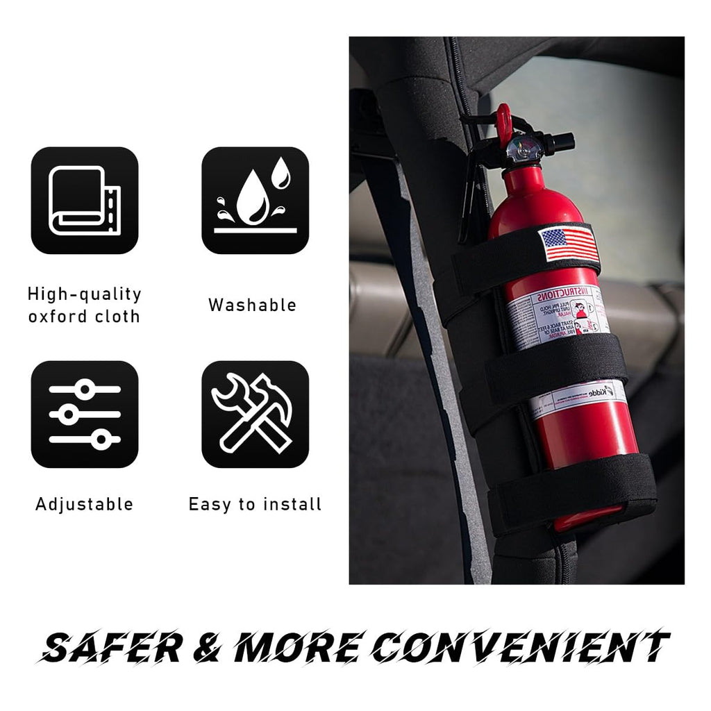 Adjustable Fire Extinguisher Holder with American Flag Pattern Strap O411553