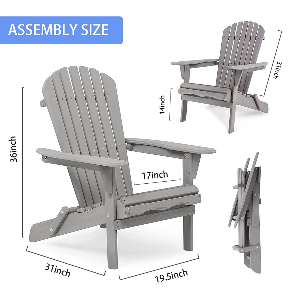 Folding Adirondack Chairs Set of 2 Grey R981