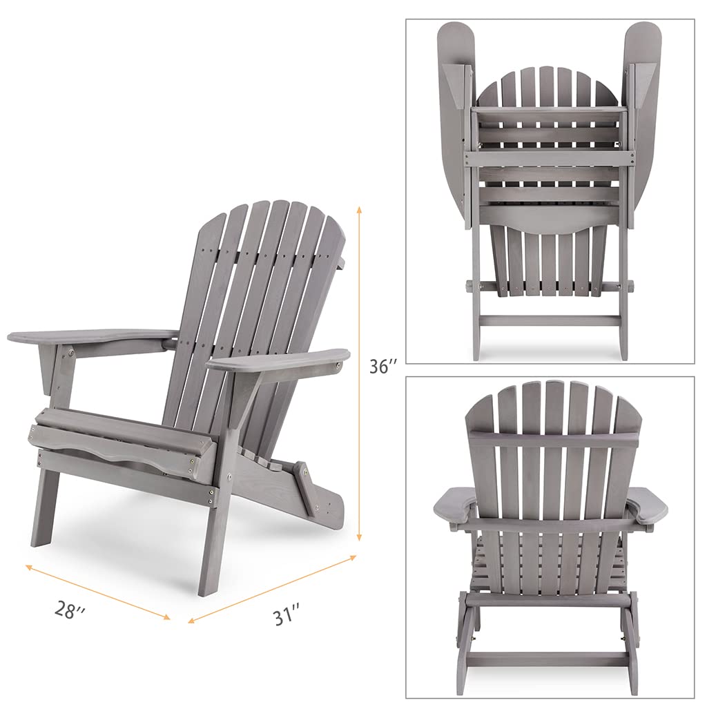 Folding Adirondack Chairs Set of 2 Grey R981