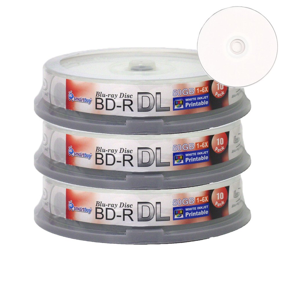 30-disc 50gb 6X Bd-r Dl White Inkjet Hub Printable Blank Disc M122