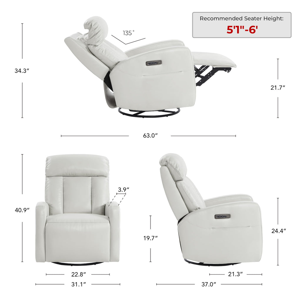 Genuine Leather Power Recliner Chair S867