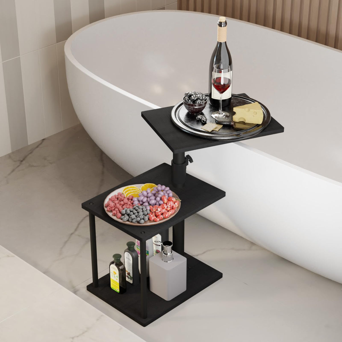 Swivel Side Table with Storage Shelf P4459