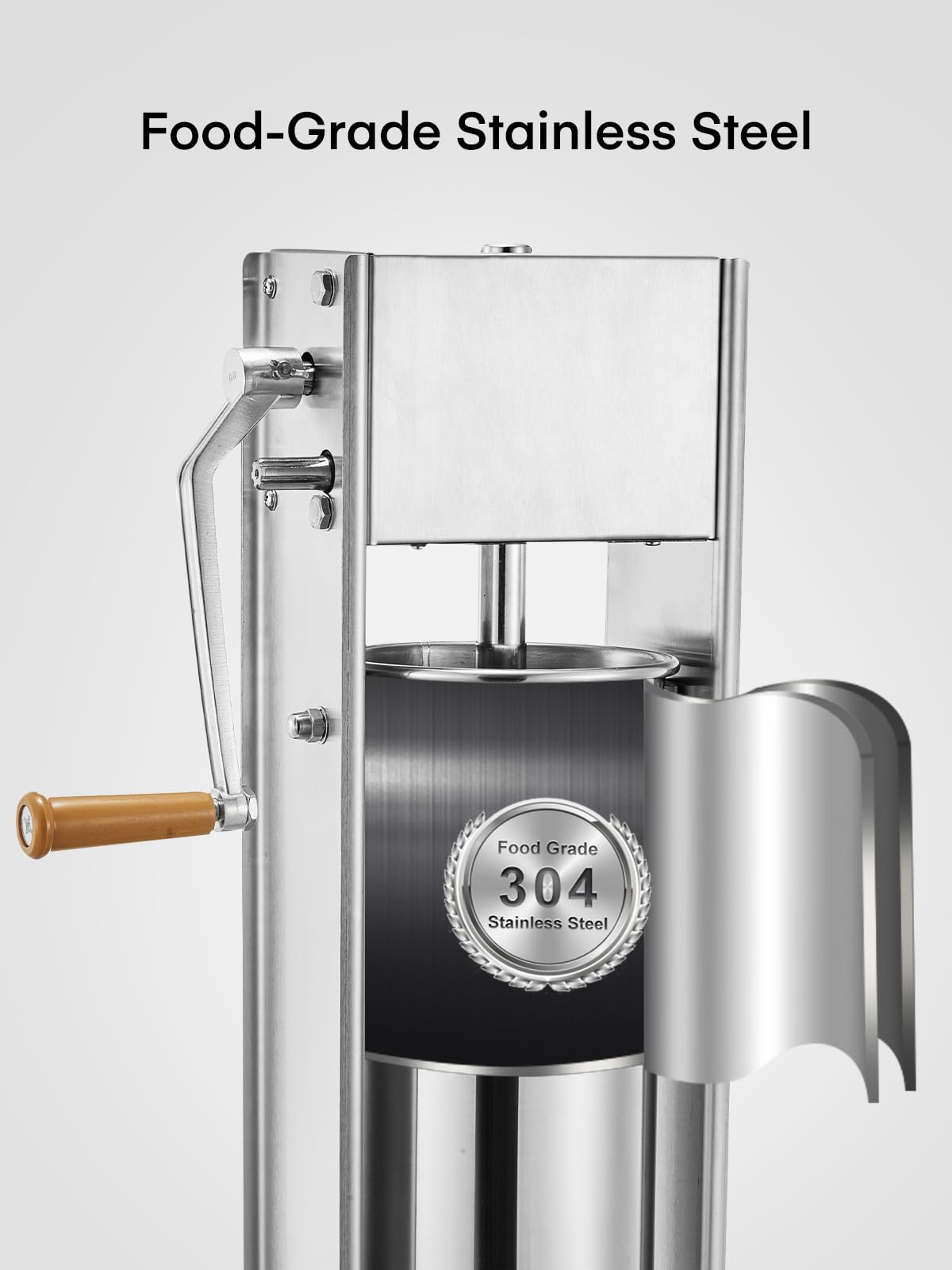 5L Stainless Steel Manual Sausage Stuffer with 4 Stuffing Tubes H32635
