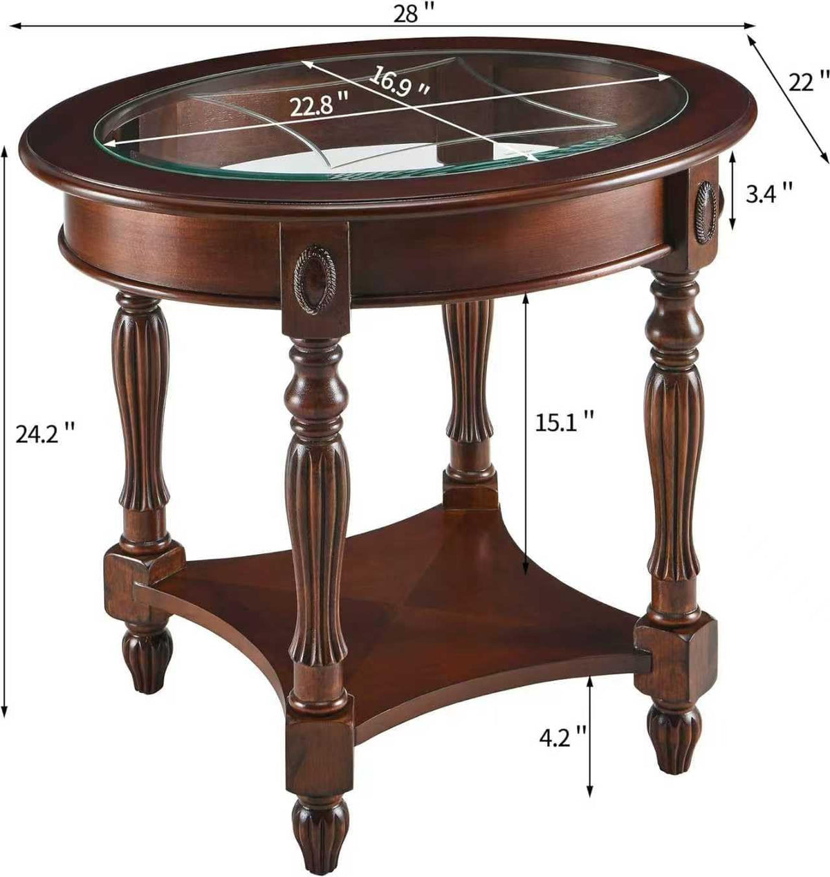 Solid Wood Oval End Table R95676