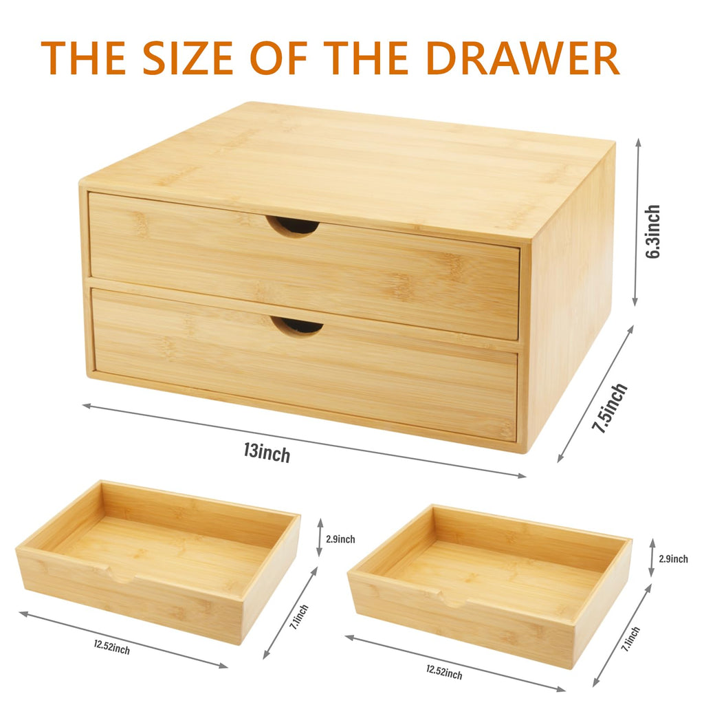 Bamboo Desk Organizer with Drawers T803586