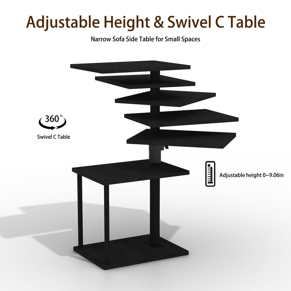 Swivel Side Table with Storage Shelf P4459