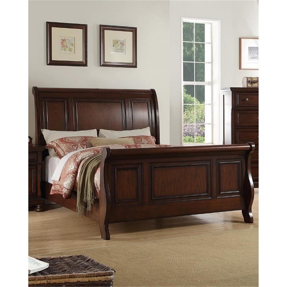 California King Pine Wood Sleigh Bed Z3732