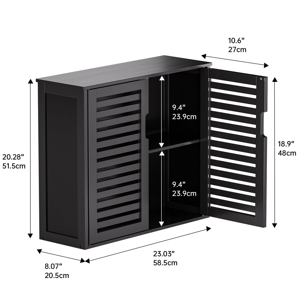Black Bathroom Storage Cabinet with Adjustable Shelf Q5287