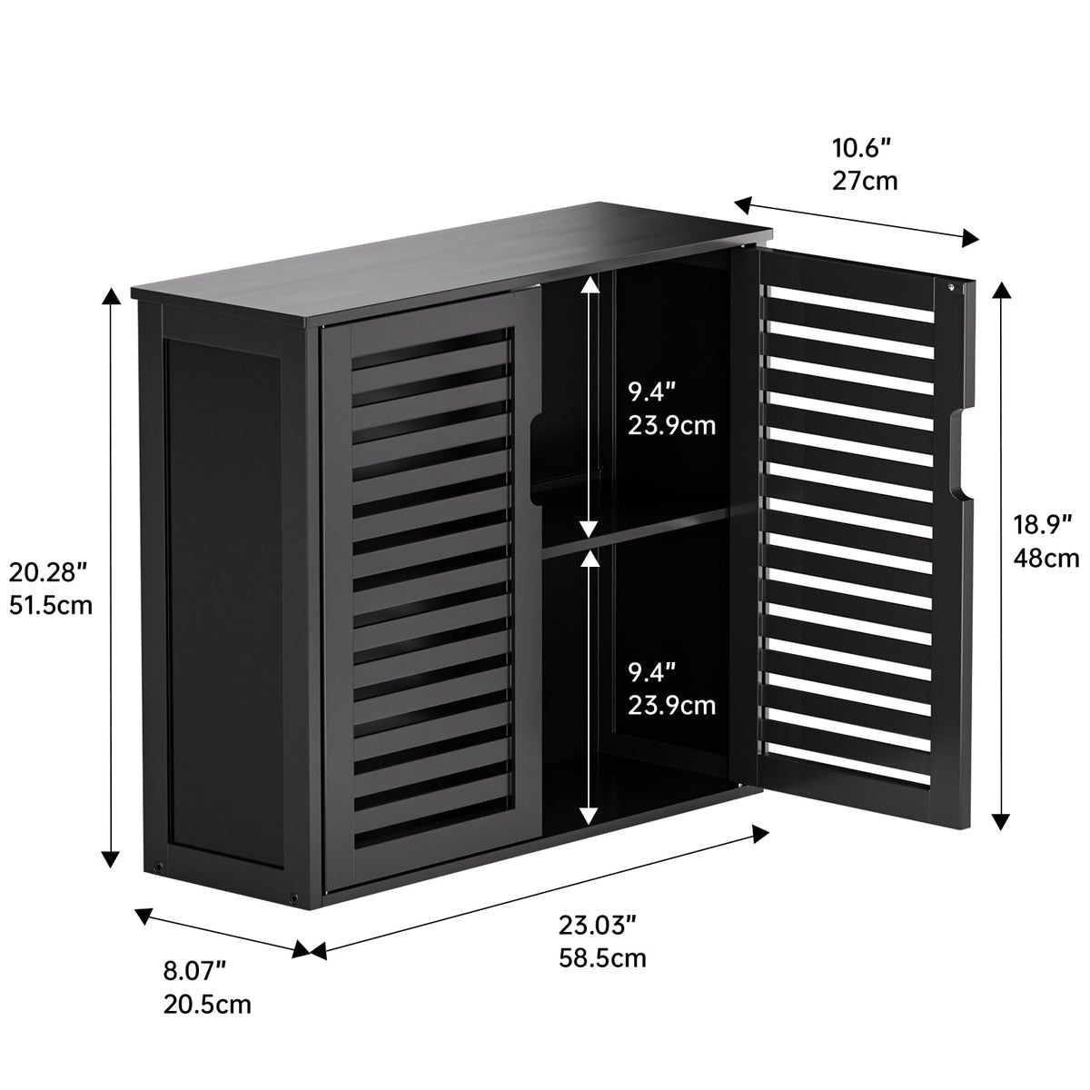 Black Bathroom Storage Cabinet with Adjustable Shelf Q5287
