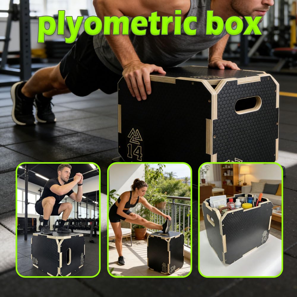 3 in 1 Non-Slip Wooden Plyometric Jump Box B9267