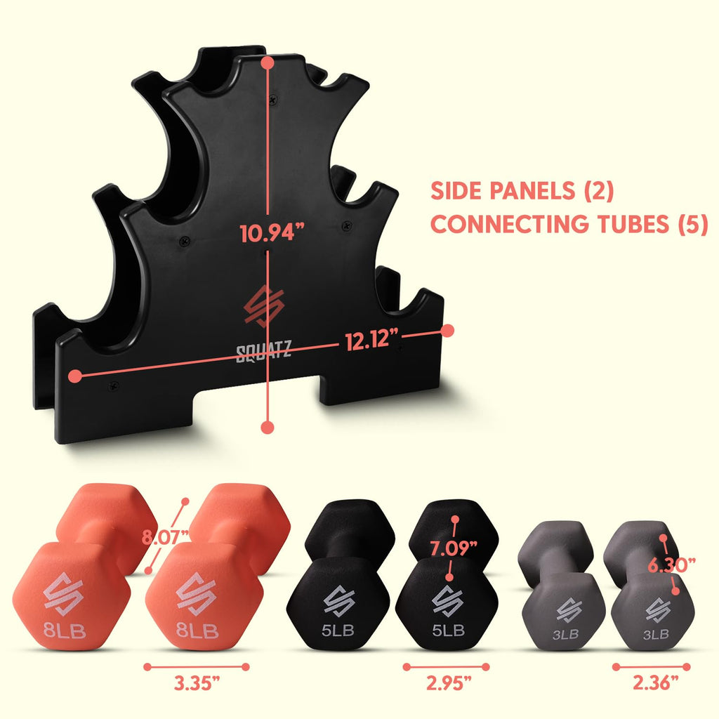 32lbs Neoprene Coated Hex Dumbbell Weights Set with Stand Y6884
