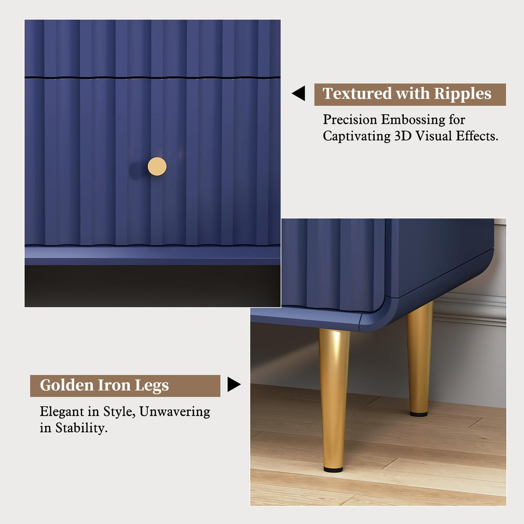 Blue 2 Drawer Wood Nightstand Set of 2 I130505