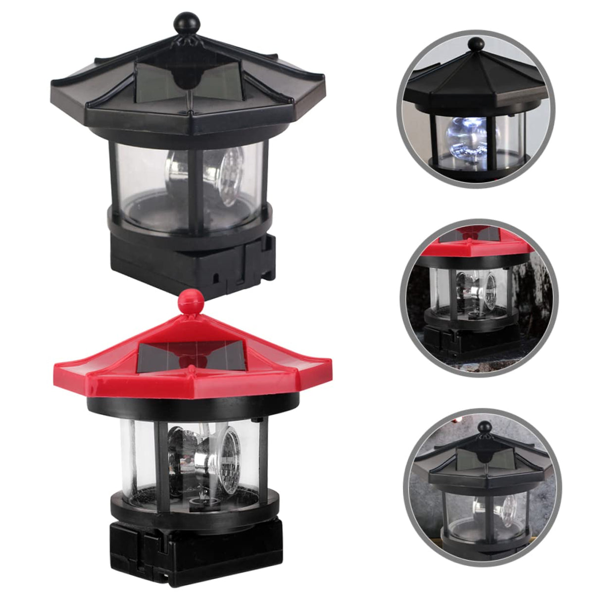Solar Lighthouse Rotating Lamp Resin Garden Decorative Lights R857