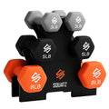 32lbs Neoprene Coated Hex Dumbbell Weights Set with Stand Y6884