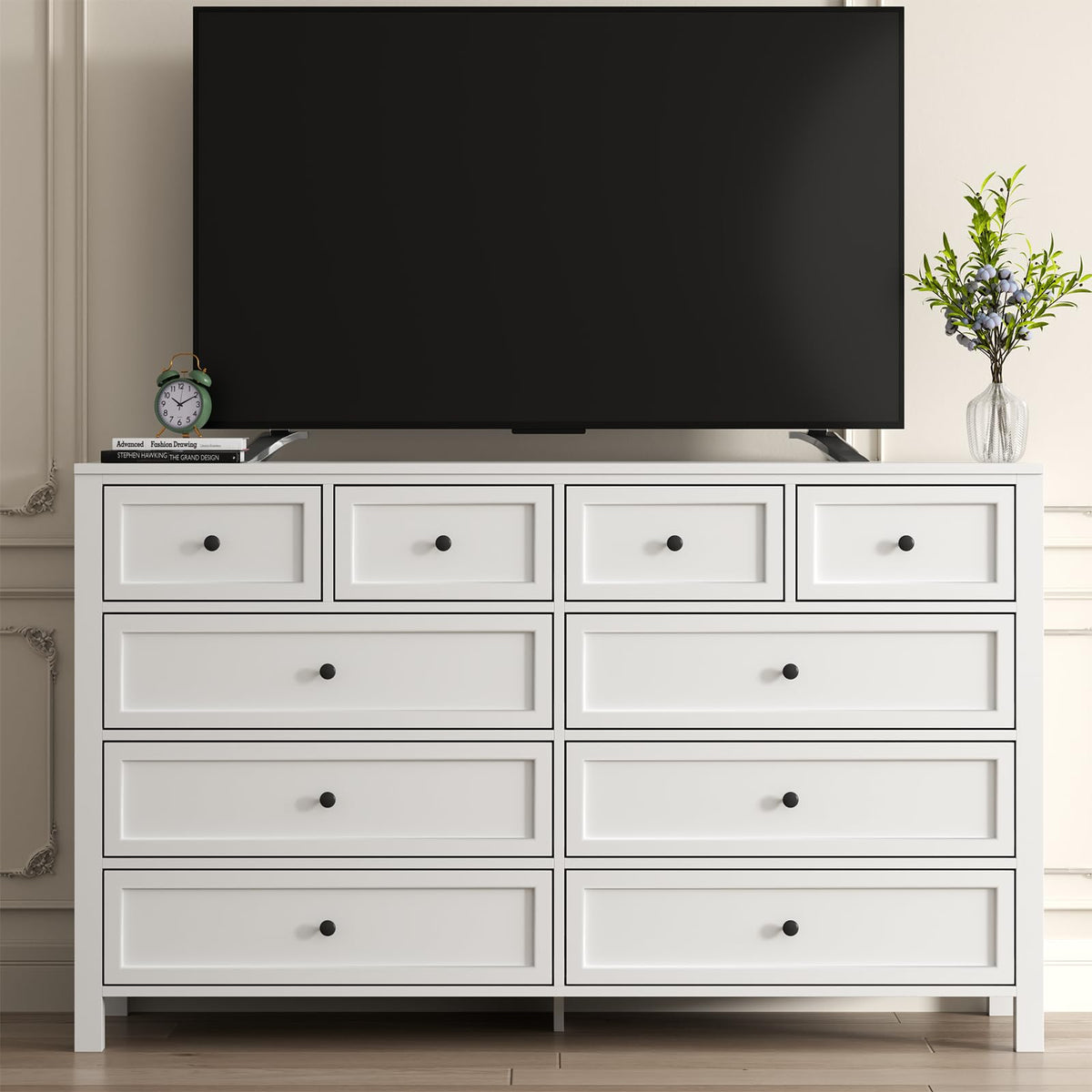 White 10 Drawers Dresser I6006