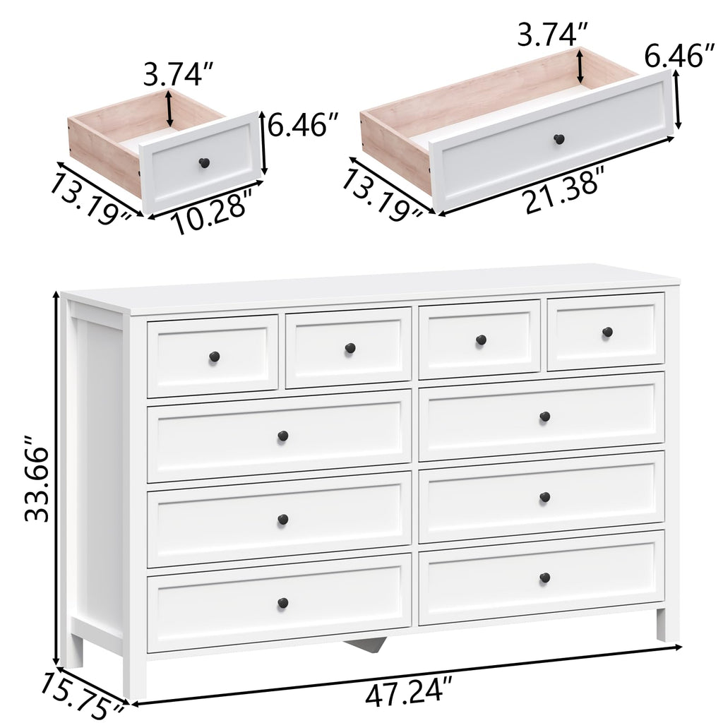 White 10 Drawers Dresser I6006