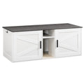 White and Charcoal Gray Cat Litter Box Enclosure U68814