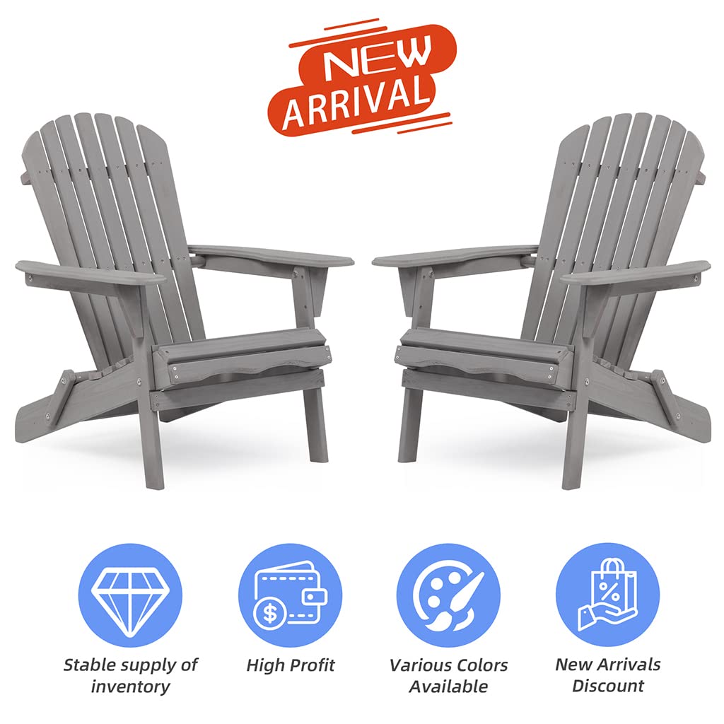 Folding Adirondack Chairs Set of 2 Grey R981