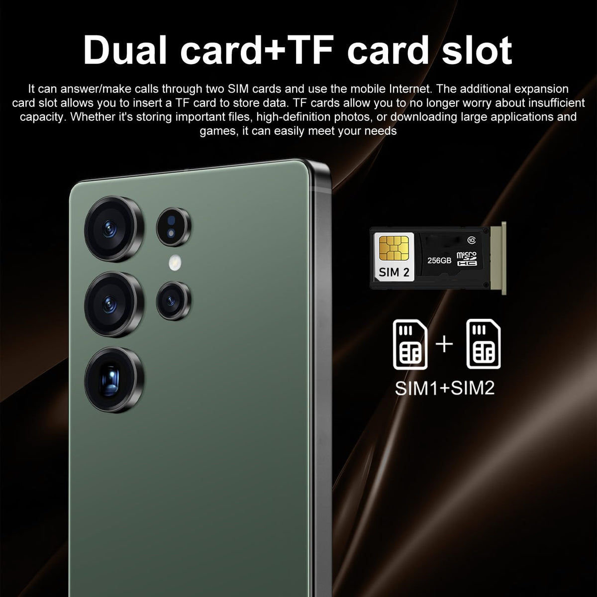 Unlocked 4G Smartphone 6.6" HD Display 4GB+32GB Dual SIM Android 12.0 Black F2247