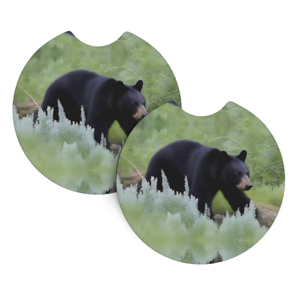 Black Bear Rubber Car Coasters Set of 2 J557157