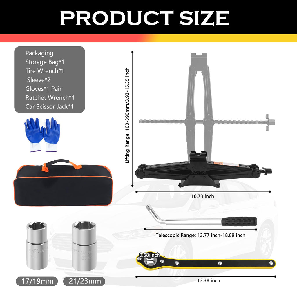2T Scissor Jack Car Tool Kit B19856
