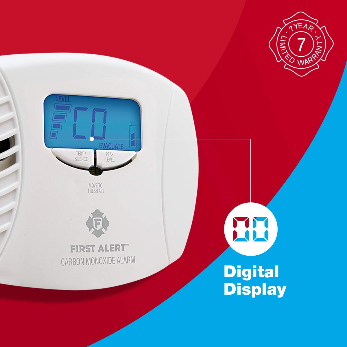 Plug in Carbon Monoxide Alarm with Digital Display T49669