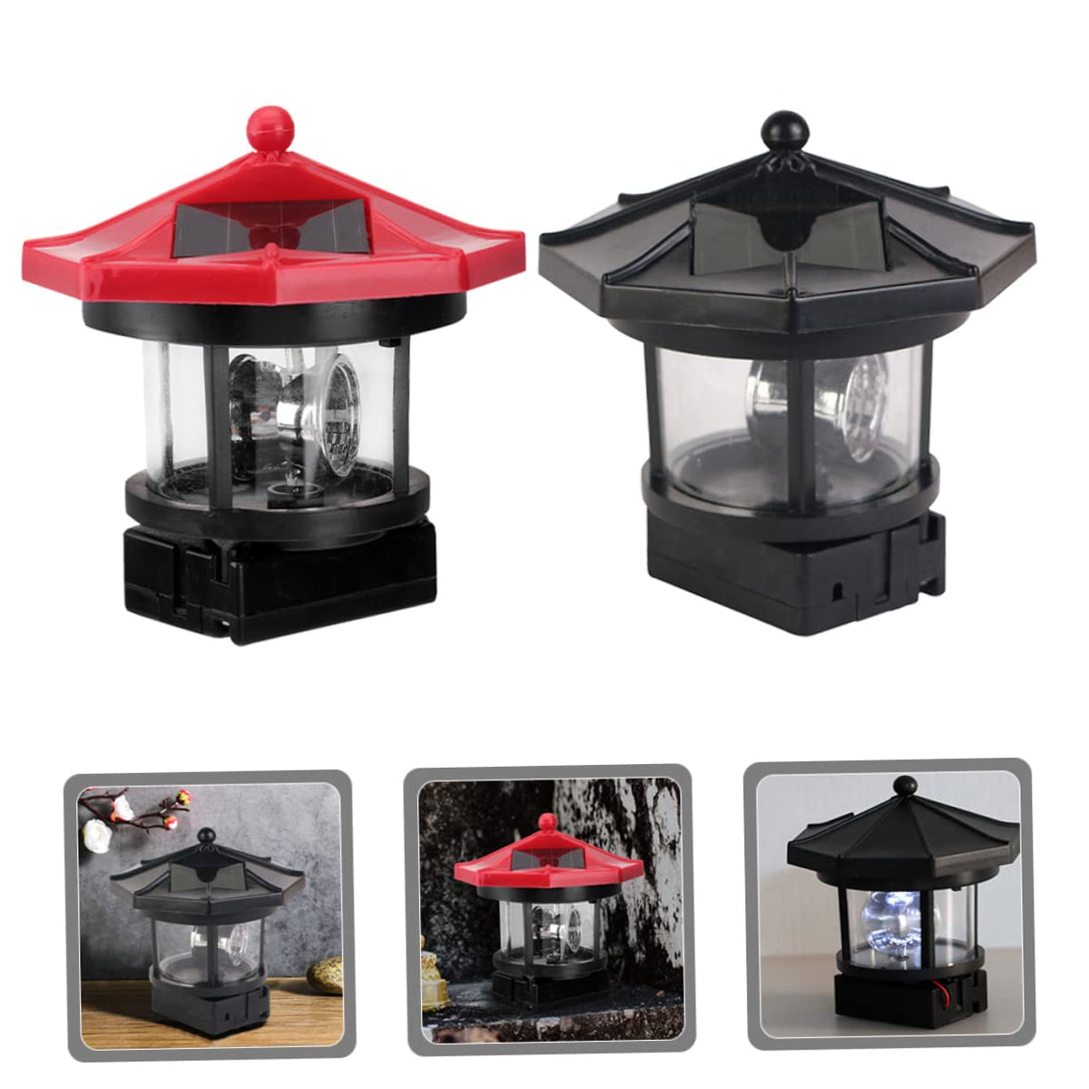 Solar Lighthouse Rotating Lamp Resin Garden Decorative Lights R857