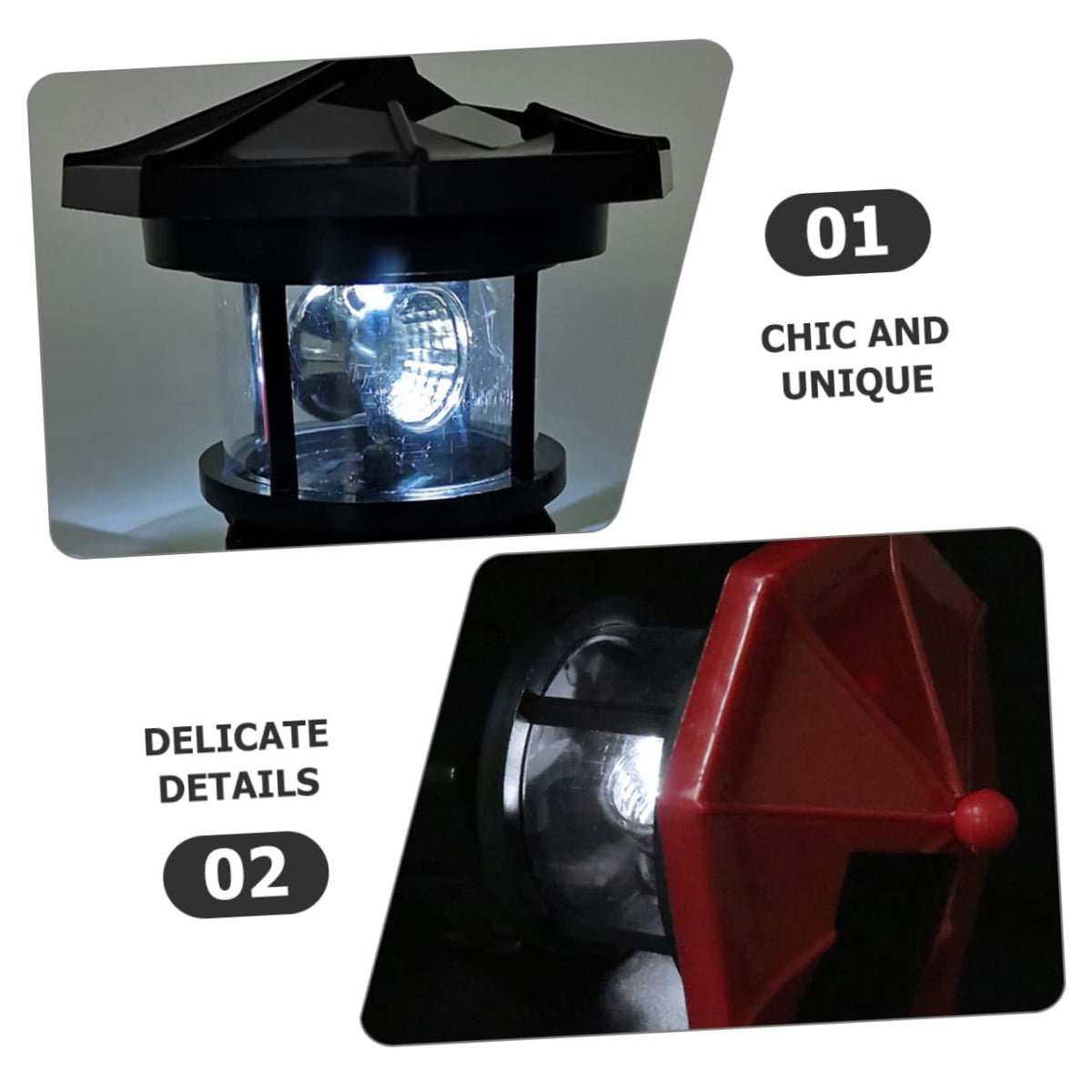 Solar Lighthouse Rotating Lamp Resin Garden Decorative Lights R857