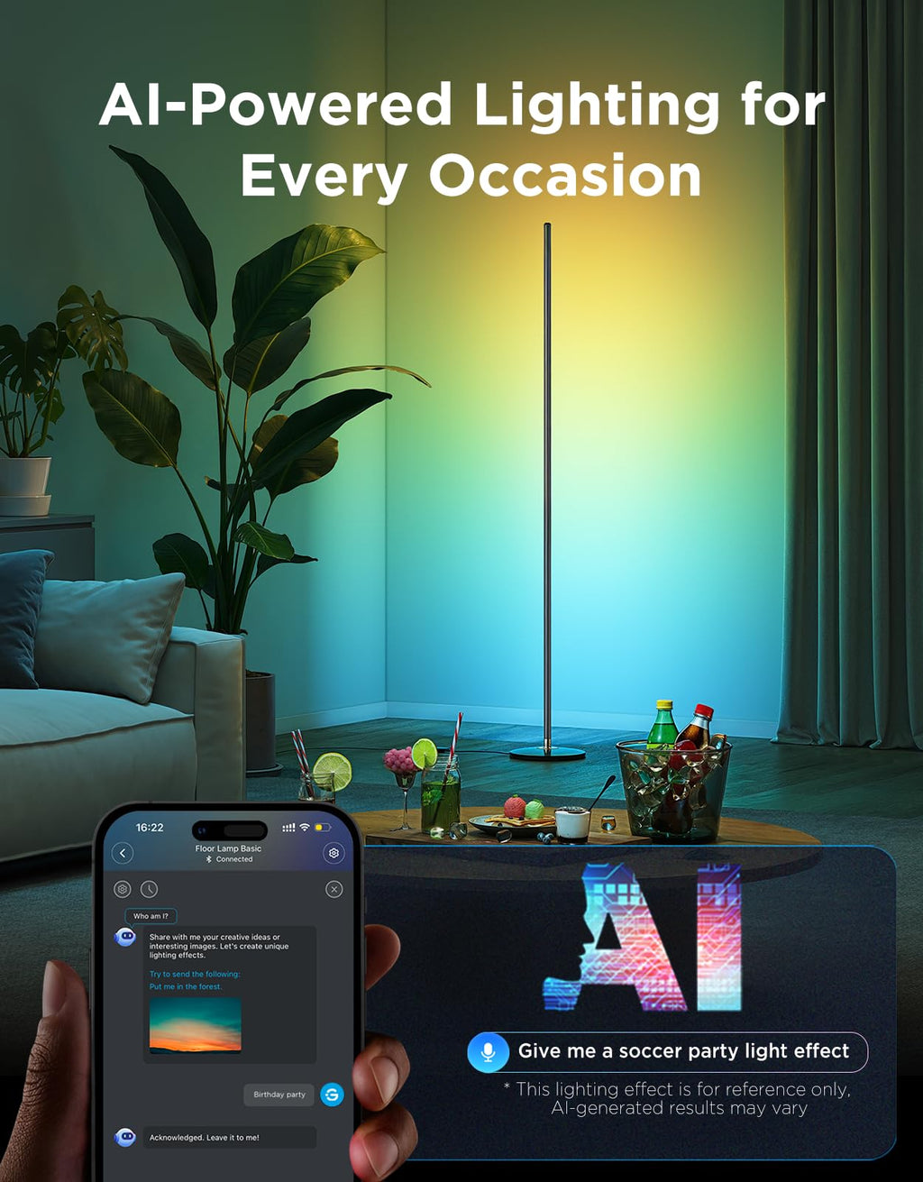 Black RGBIC LED Floor Lamp G71042